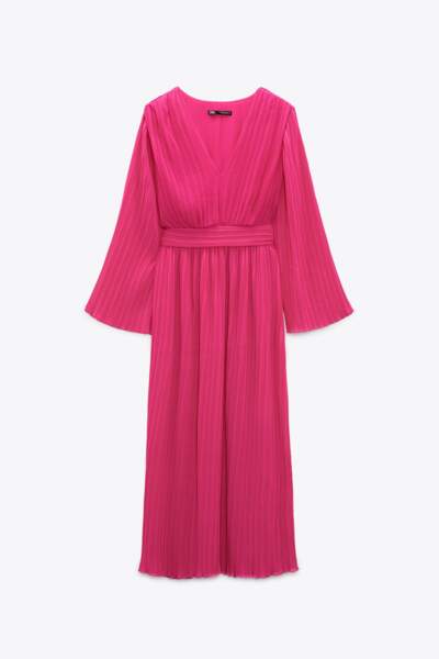 Robe mi-longue plissée, Zara, 49.95€
