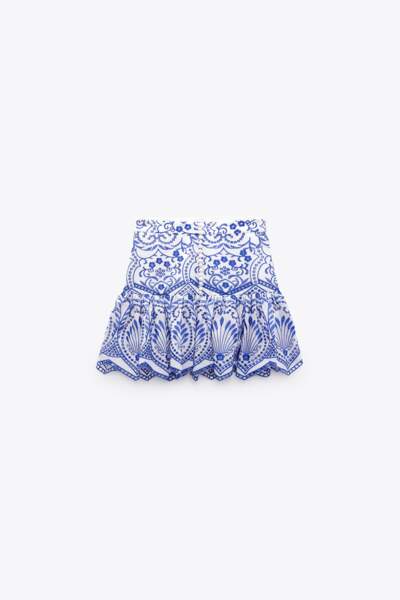 Mini jupe brodée, Zara, 39.95€