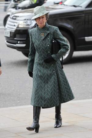 La princesse Anne arrive aux célébrations du Commonwealth Day à l'Abbaye de Westminster à Londres, le lundi 13 mars 2023