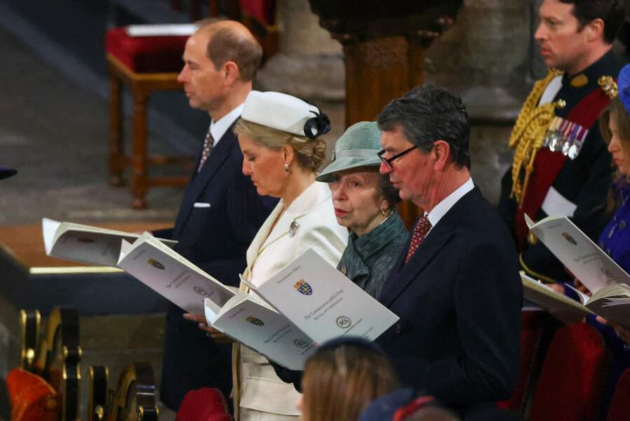 Le duc et la duchesse d'Édinboug, Edward et Sophie Rhys-Jones, aux côtés de la princesse Anne et le vice-amiral Sir Timothy Laurence assistent au service annuel du Commonwealth Day à l'Abbaye de Westminster, le lundi 13 mars 2023