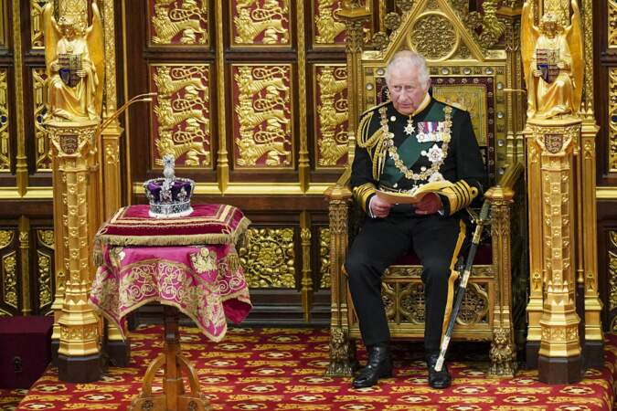 Le prince Charles, lors du discours de l'ouverture officielle du Parlement, à Londres, le 10 mai 2022. 