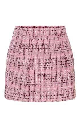 Mini jupe en maille tweed bouclée, Pretty Little Thing, 18€