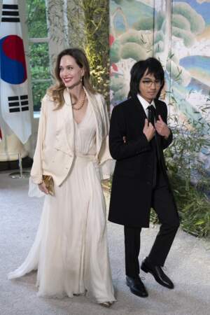 Angelina Jolie et Maddox à la Maison Blanche, le 26 avril 2023. 