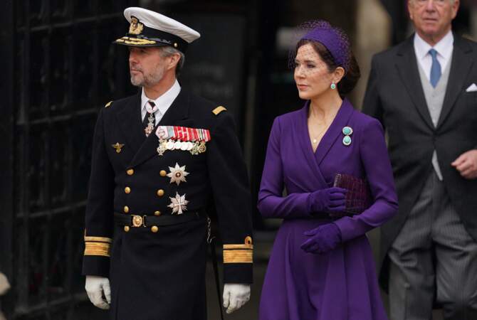 Le prince Frederik et la princesse Mary de Danemark, à la cérémonie de couronnement du roi d'Angleterre à l'abbaye de Westminster de Londres, le 6 mai 2023.