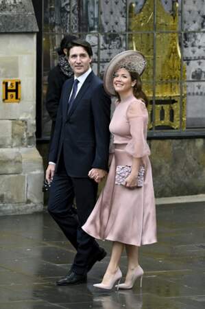 Le Premier ministre canadien Justin Trudeau et son épouse Sophie Trudeau arrivent à la cérémonie de couronnement du roi Charles III, à l'abbaye de Westminster, à Londres, le samedi 6 mai 2023. 