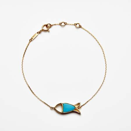 Bracelet en or jaune, turquoise, Jeanne Bessis, 850€
