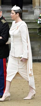 Charlene de Monaco en tailleur beige pour la cérémonie de couronnement du roi d'Angleterre Charles III à Londres, le 6 mai 2023