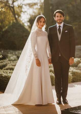 La princesse Iman de Jordanie en robe Dior et Jameel Alexander Thermiotis lors de leur mariage le 12 mars 2023