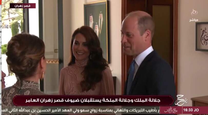 Kate Middleton et William au mariage du prince Hussein de Jordanie et de Rajwa al Saif, à Amman (Jordanie), le 1er juin 2023.