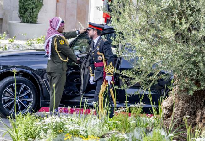 Le prince Hussein de Jordanie - Les familles royales arrivent au mariage du prince Hussein de Jordanie et de Rajwa al Saif, au palais Zahran à Amman (Jordanie), le 1er juin 2023.