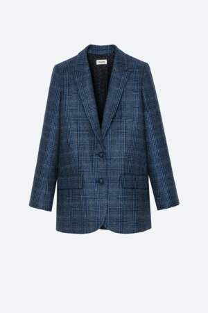 Veste blazer Viva Car bleue marine à carreaux scintillants, Zadig & Voltaire, 595€
