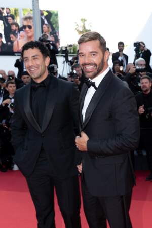 Jwan Yosef et son mari Ricky Martin au moment de la montée des marches du film « Elvis » lors du 75ème Festival International du Film de Cannes, en mai 2022.