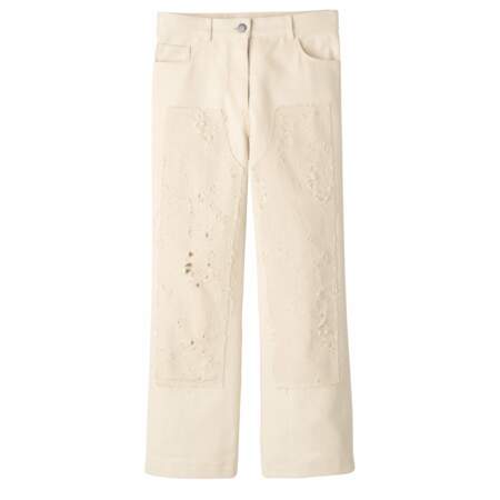 Pantalon écru empiècements en coton, Longchamp, 290€