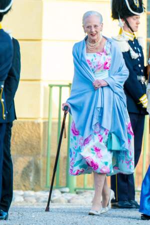 La reine Margrethe II de Danemark au théâtre du château de Drottningholm pour la représentation du Royal Opera Jubilee Theatre, le 14 septembre 2023