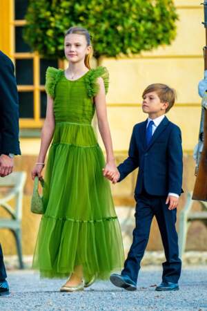 La princesse Estelle et le prince Oscar de Suède au théâtre du château de Drottningholm pour la représentation du Royal Opera Jubilee Theatre, le 14 septembre 2023