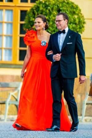 La princesse Victoria et le prince Daniel de Suède au théâtre du château de Drottningholm pour la représentation du Royal Opera Jubilee Theatre, le 14 septembre 2023