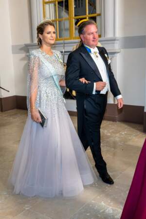 La princesse Madeleine de Suède et son époux Christopher O'Neil au dîner de gala pour le jubilé du roi Carl XVI Gustav de Suède au Palais royal de Stockholm