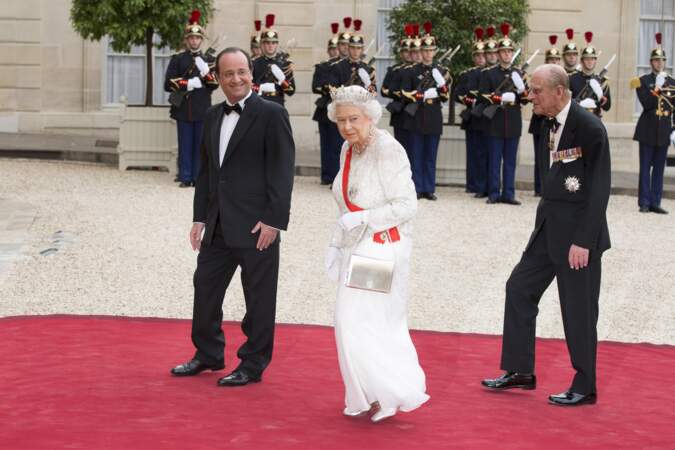 2014 : François Hollande reçoit la reine Elizabeth II d'Angleterre pour un dîner d’état au palais de l’Elysée
