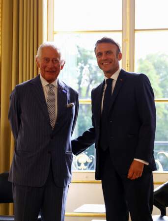 Le président français Emmanuel Macron reçoit le roi Charles III d'Angleterre en entretien à l'Elysée, à Paris, ce mercredi 20 septembre 2023