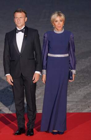 Le président Emmanuel Macron et son épouse Brigitte très chic pour le dîner d'État au château de Versailles, ce mercredi 20 septembre 2023