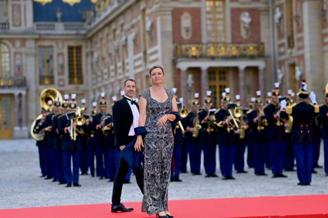 Yaël Braun-Pivet et son mari Vianney arrivent au dîner d'État organisé à Versailles en l'honneur du roi Charles III et Camilla, ce mercredi 20 septembre 2023 