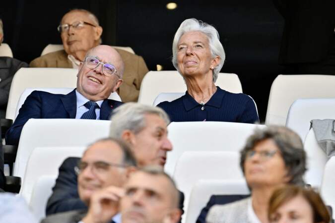 Christine Lagarde, présidente de la Banque centrale européenne (BCE) dans les tribunes du stade Vélodrome de Marseille pour assister à la messe donnée par le pape François 