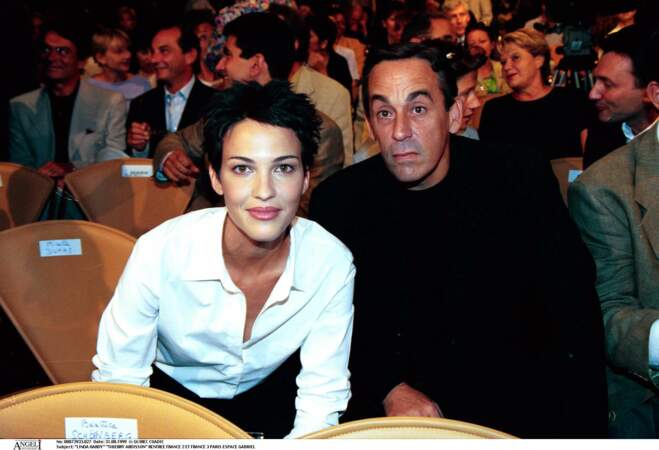 Linda Hardy, en compagnie de Thierry Ardisson, le 31 août 1999, à l'Espace Gabriel