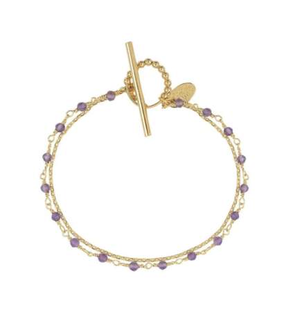 Bracelet doré à l'or fin améthyste ROXANE, Caroline Najman, 60€