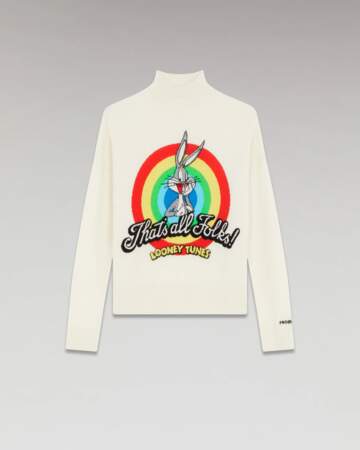 Pull Col Montant 100% cachemire That's All Folks Looney Tunes, From Future, 195€