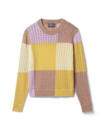 Pull col rond pointelle color-block 100% cachemire 2 fils, Eric Bompard, 350€
