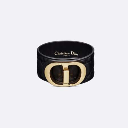 Bracelet 30 Montaigne en cuir de veau Cannage noir et métal finition dorée, Dior, 790€ 