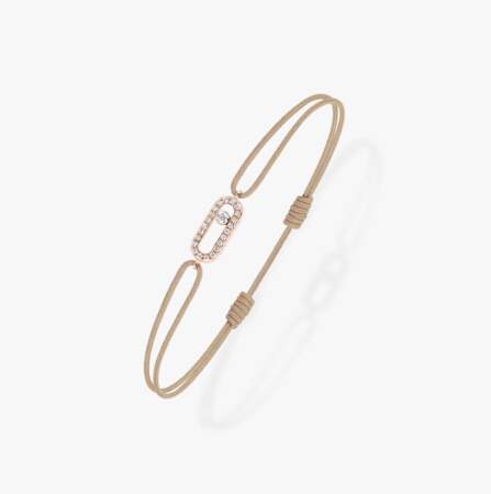 Bracelet MOVE UNO avec bracelet en corde beige, Messika, 690€