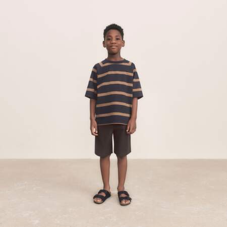 T-shirt à Rayures, 9,90€, Uniqlo U - Short en Jersey Enfant, 19,90€, Uniqlo U