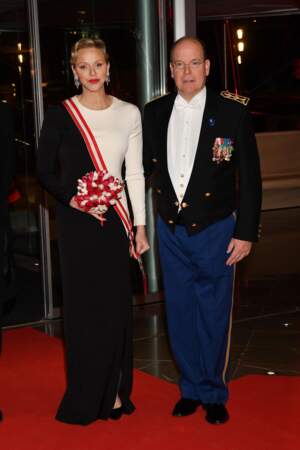 Charlène de Monaco et le prince Albert lors d'un gala au Grimaldi Forum le 19 novembre 2018 