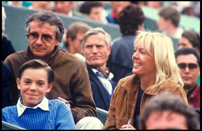 Michel Sardou, sa femme Babette et leur fils Romain à Roland Garros en 1987