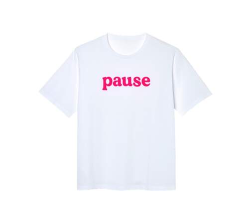 Tee-shirt « Noon » blanc, 24,99€,  Galeries Lafayette exclusivité label Go for Good