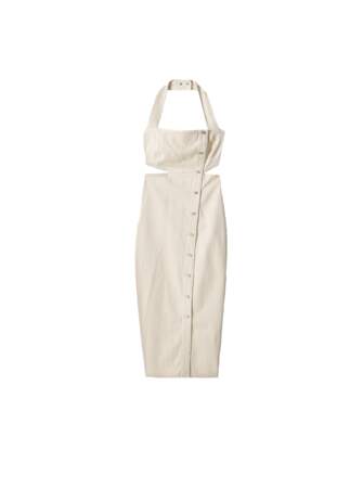 Robe blanche dos nu, disponible aux Galeries Lafayette, 475€, Nanushka label Go for Good