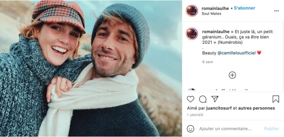 Un selfie pour le couple Camille Lou et Romain Laulhé