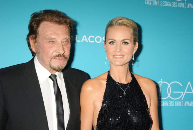 Johnny Hallyday et sa femme Laeticia à Beverly Hills en février 2015