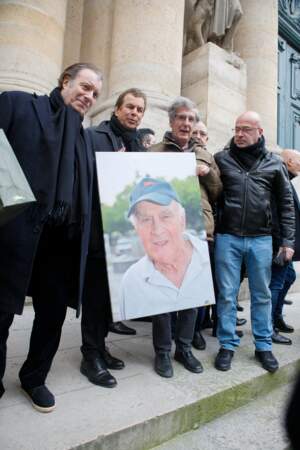 Daniel Russo, Bernard Menez et deux amis de Rémy Julienne à l'église Saint-Roch ce vendredi 5 mars
