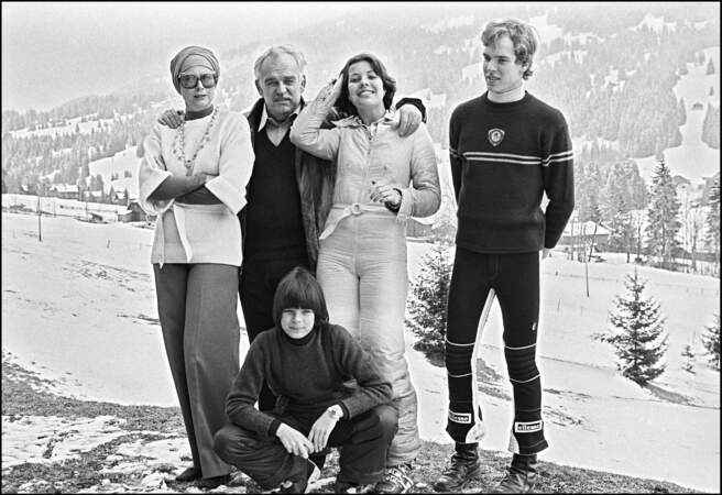 Grace de Monaco avec son époux et leurs trois enfants à Gstaad, en Suisse.