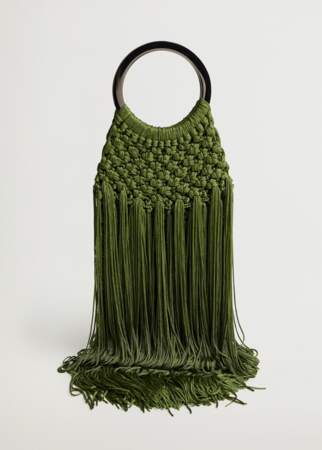 Sac motif tressé vert billard, 49,99€, Violeta by Mango 