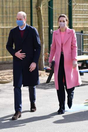 Kate et William en visite à la School 21 de Londres, le 11 mars 2021. Une venue fortement appréciée par les enseignants