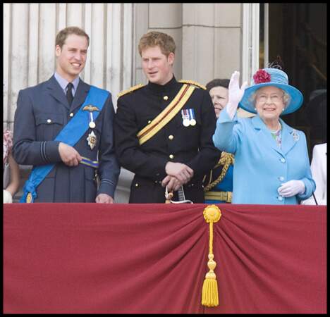 William, Harry et la reine Elizabeth II 