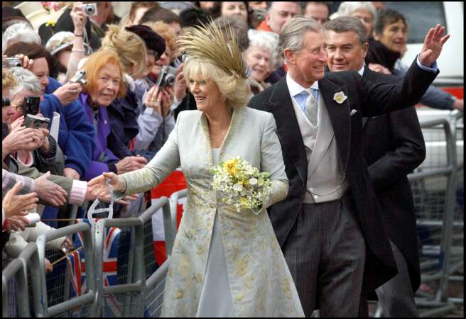 Camilla Parker Bowles et le prince Charles lors de leur mariage le 9 avril 2005