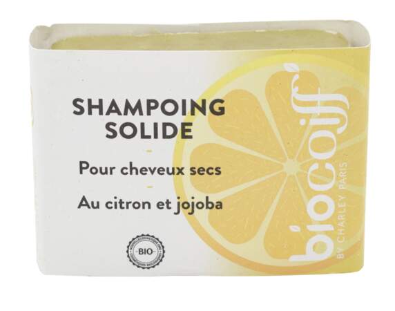 Shampoing solide au citron et jojoba bio, Biocoff, Pain de 100 g : 11,90 €, sur biocoiff.com