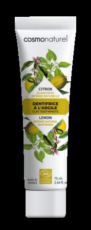 Dentifrice Citron Bio blanchissant - 75ml - 4.80€, Cosmo Naturel, dans les magasins bio partenaires