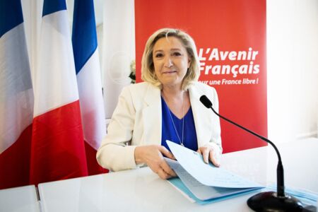 Marine Le Pen au lancement du mouvement "L'Avenir Français", à Paris, le 22 mars 2021.