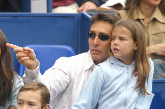 Pauline Ducruet, avec son père Daniel Ducruet, lors du tournoi de tennis de Monte-Carlo, en 2003. 
