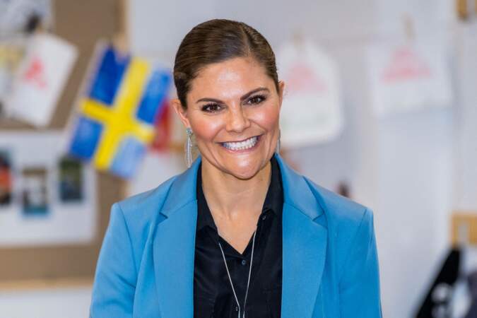 La princesse Victoria de Suède, lors d'une visite d'école, à Eskilstuna, le 22 octobre 2020.